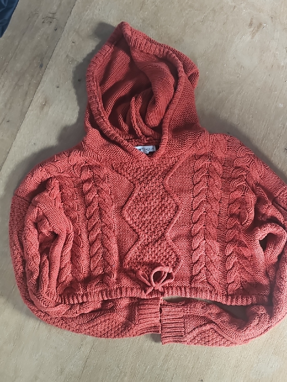 Aeropostale Coral Cable Knit Hooded Sweater